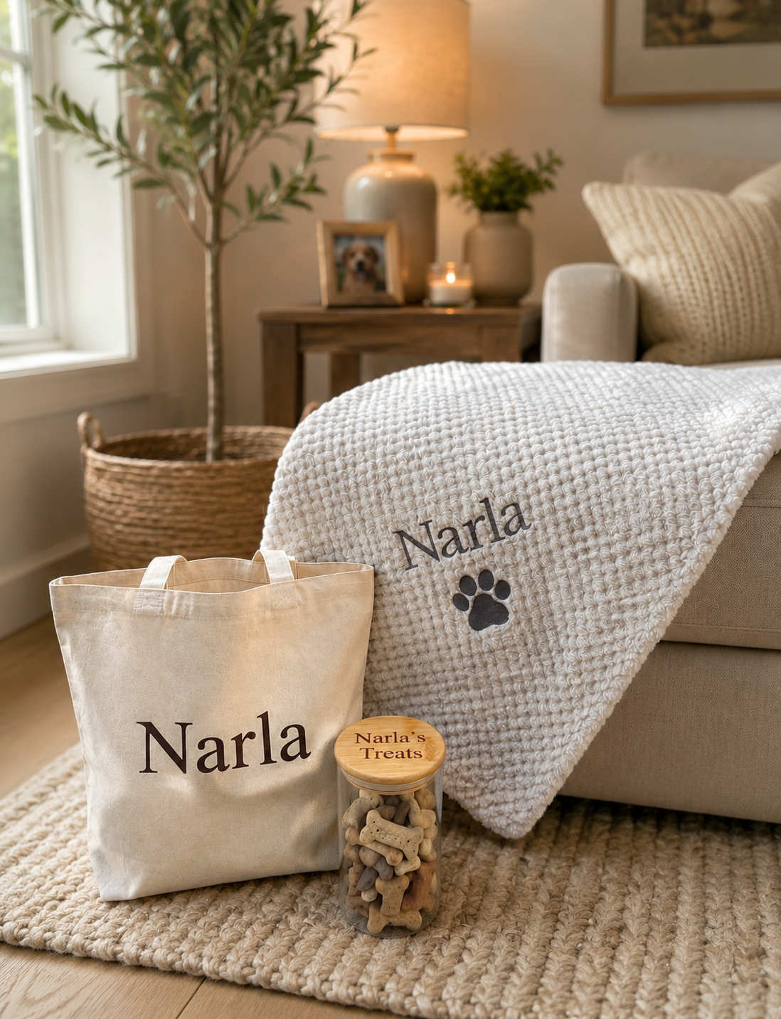 New Puppy Pack Bundle | Blanket, Bag & Treat Jar | Personalised Pet Bundle | Gifts For New Dog Cat