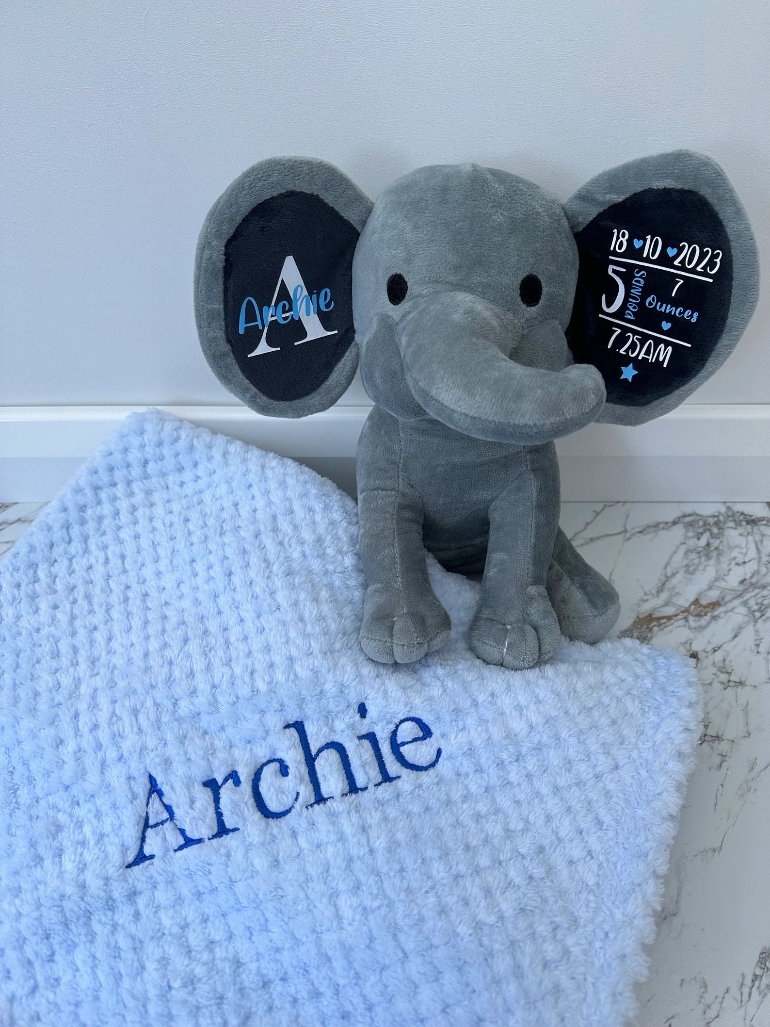 Grey Elephant Baby Keepsake Bundle.