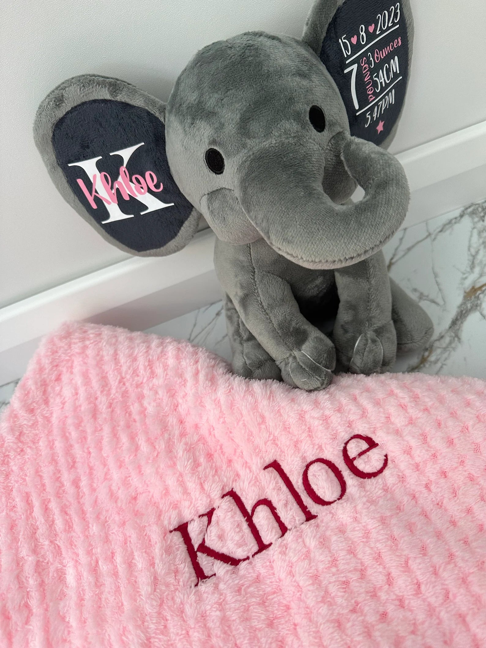 Grey Elephant Baby Keepsake Bundle.