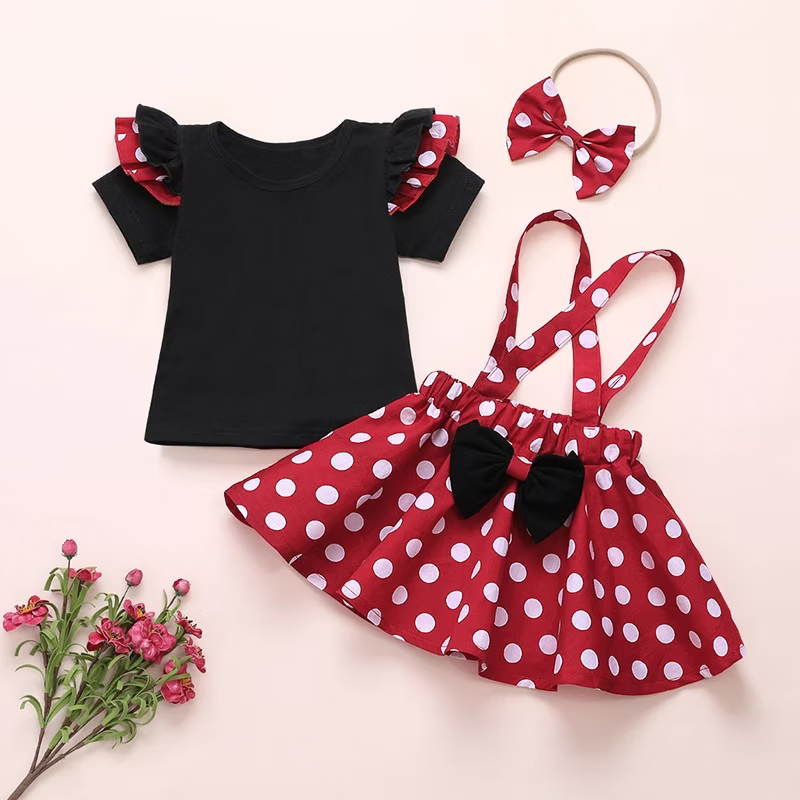 Girls' Minnie 3-Piece Outfit Set | Top, Bottoms & Headband