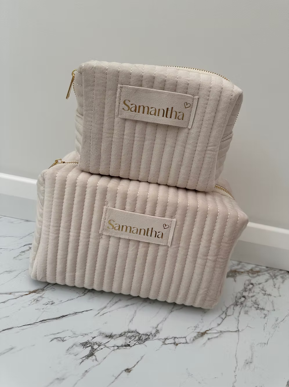 Personalised Velvet Travel Make Up Cosmetic Bag