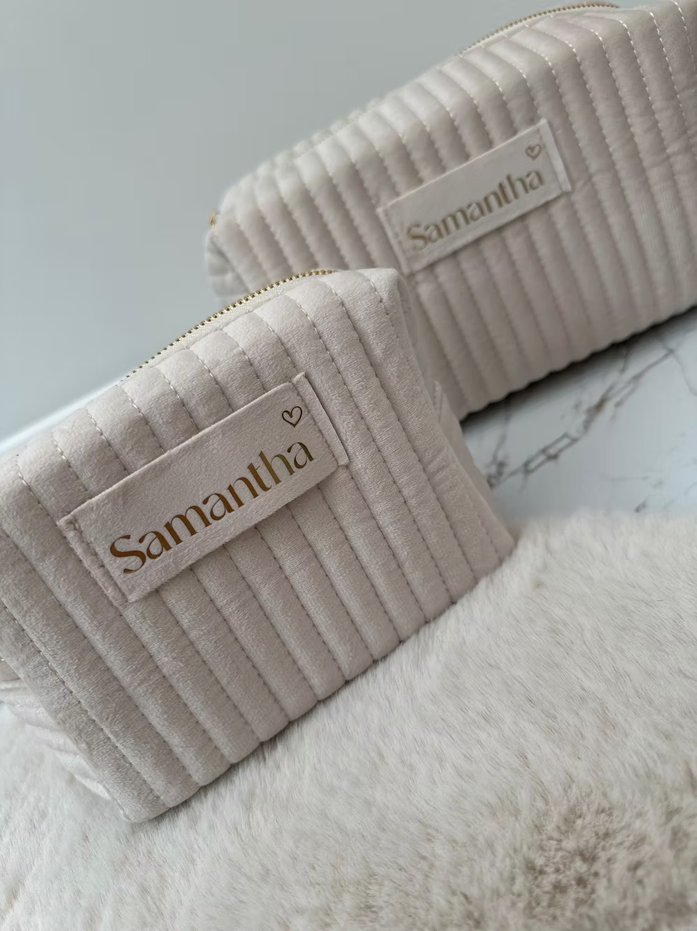 Personalised Velvet Travel Make Up Cosmetic Bag