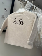 Beige Girls Cardigan With Embroidery Name