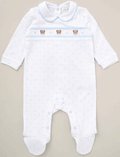 Blue & White Babygrow With Bear Design