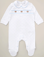 Blue & White Babygrow With Bear Design