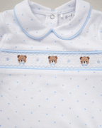Blue & White Babygrow With Bear Design