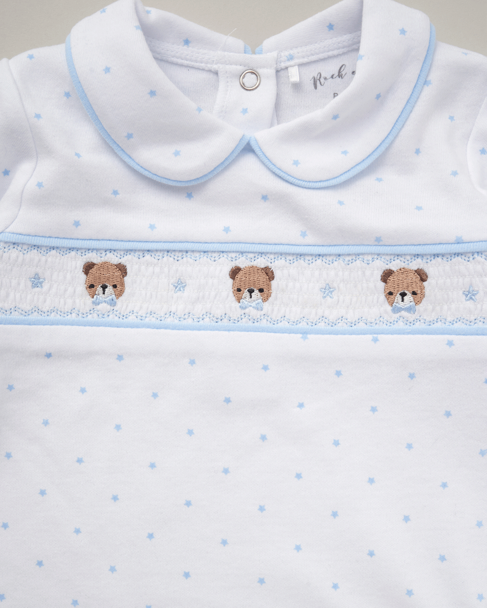 Blue & White Babygrow With Bear Design