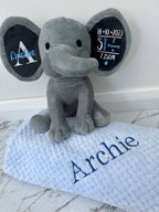 Grey Elephant Baby Keepsake Bundle.