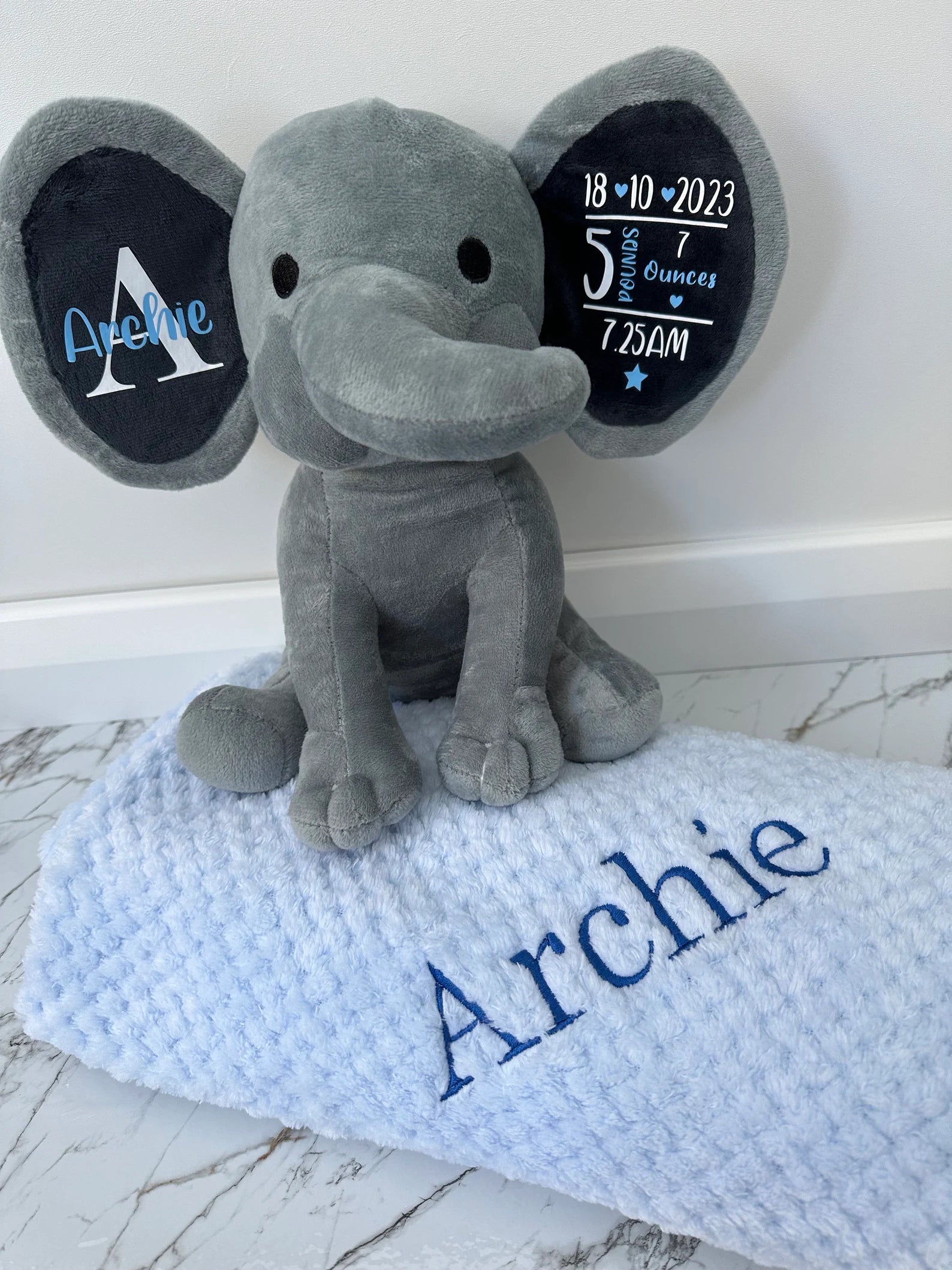 Grey Elephant Baby Keepsake Bundle.