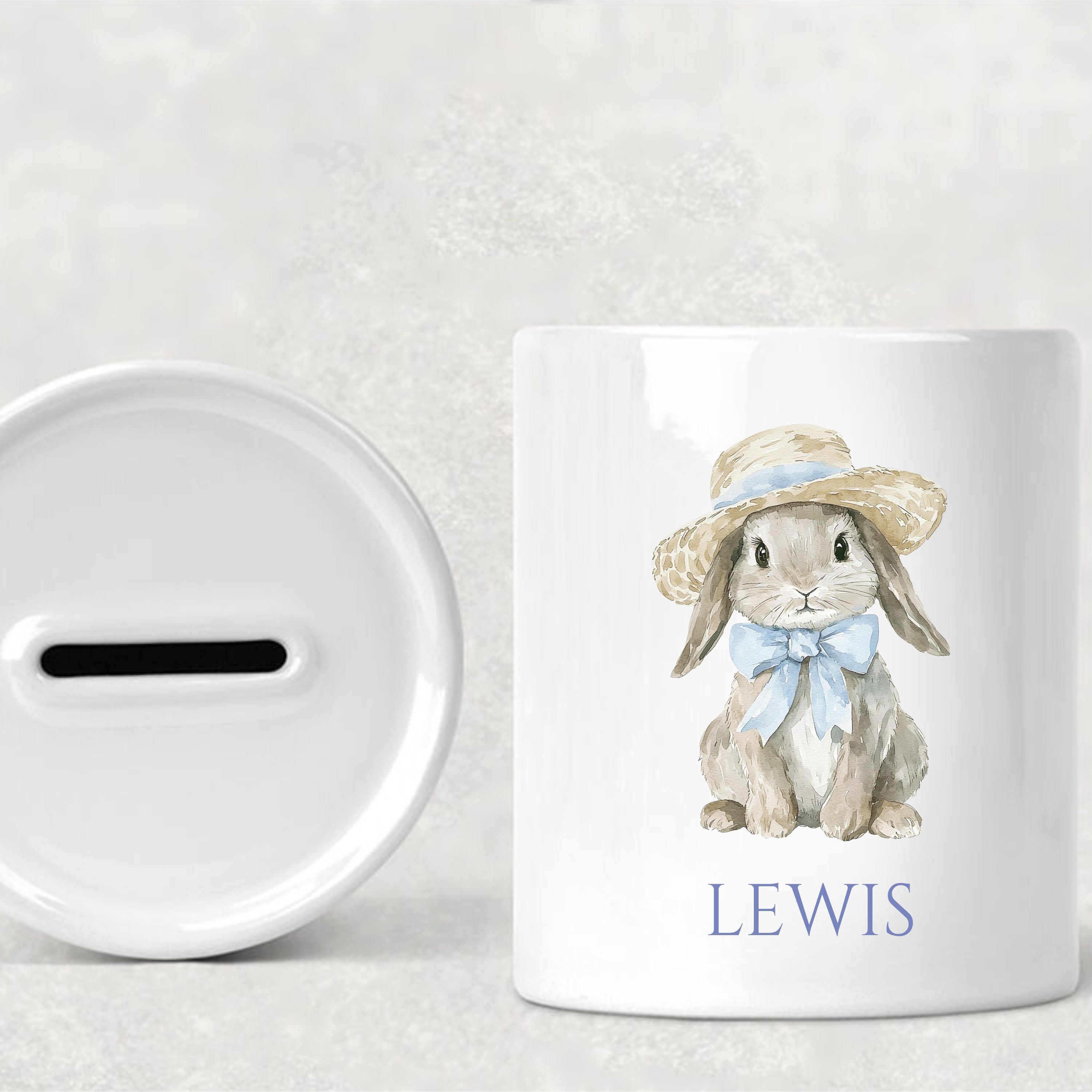 Personalised Ceramic Bunny Easter Money Box | Custom Name Piggy Bank