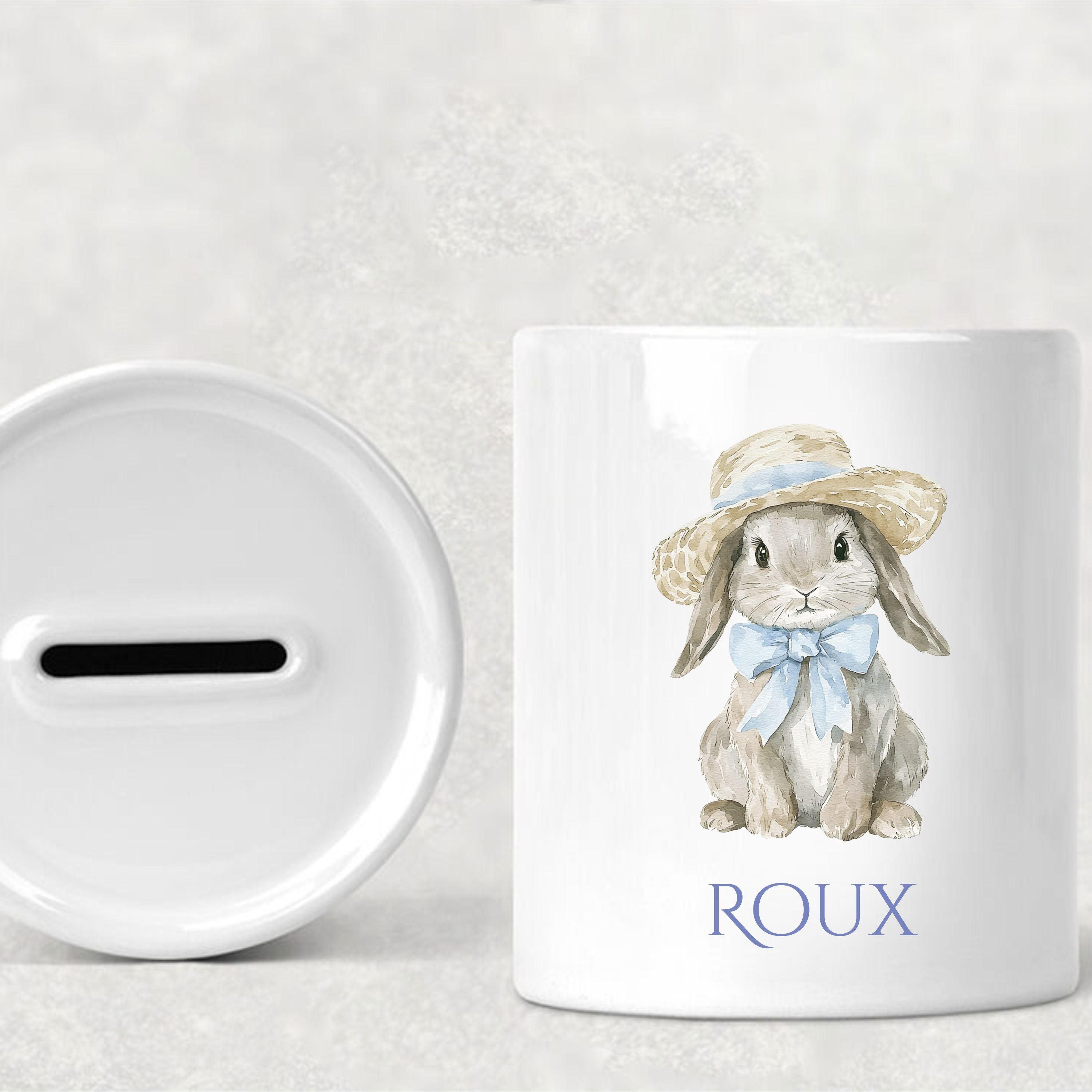 Personalised Ceramic Bunny Easter Money Box | Custom Name Piggy Bank