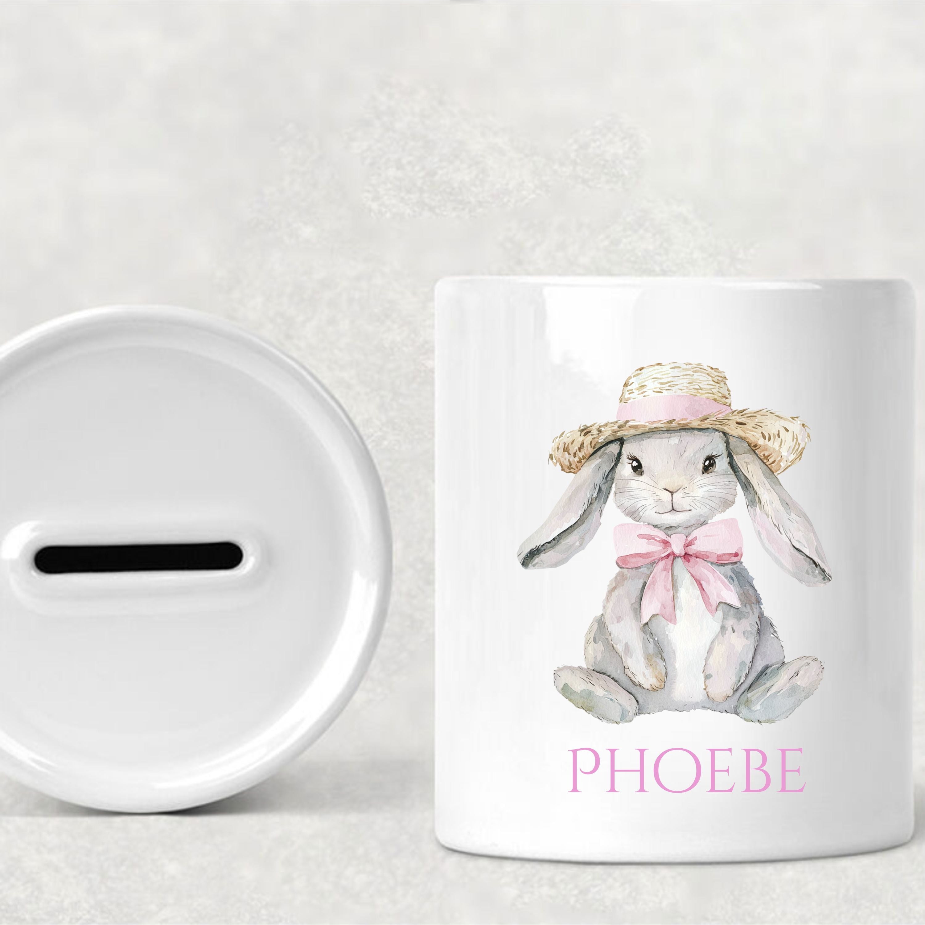 Personalised Ceramic Bunny Easter Money Box | Custom Name Piggy Bank