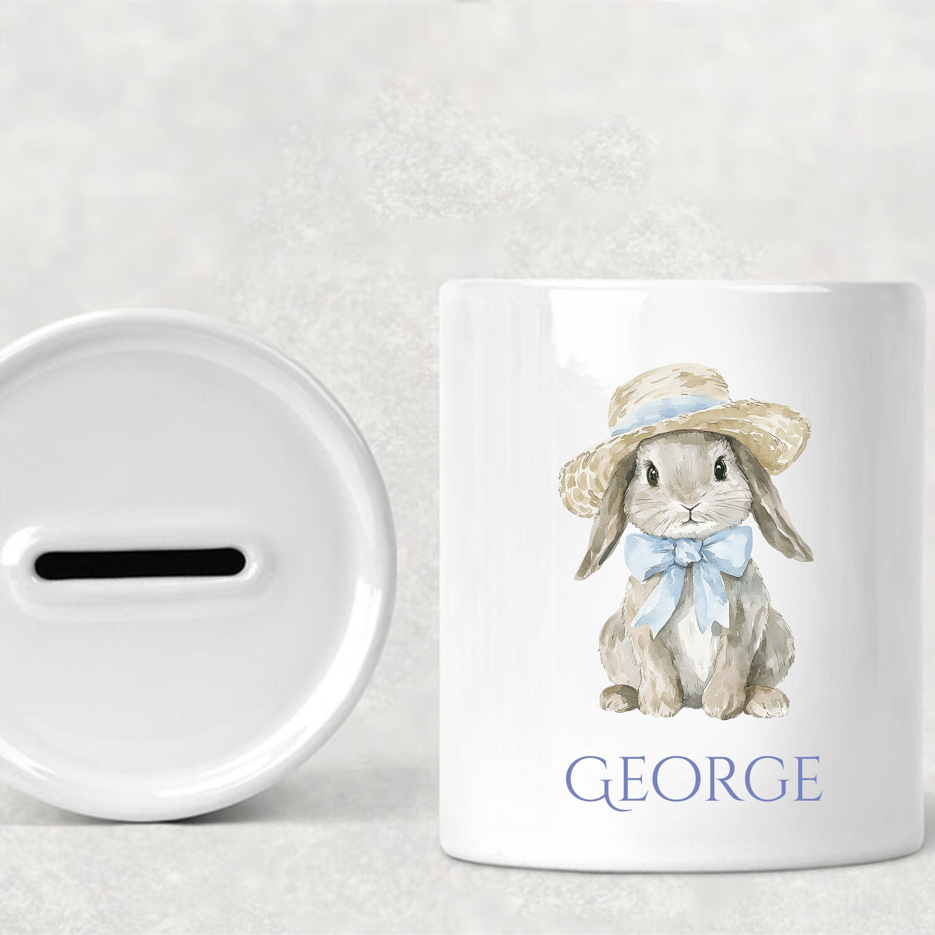 Personalised Ceramic Bunny Easter Money Box | Custom Name Piggy Bank