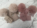 Beanie Double Pom Hat & Mittens