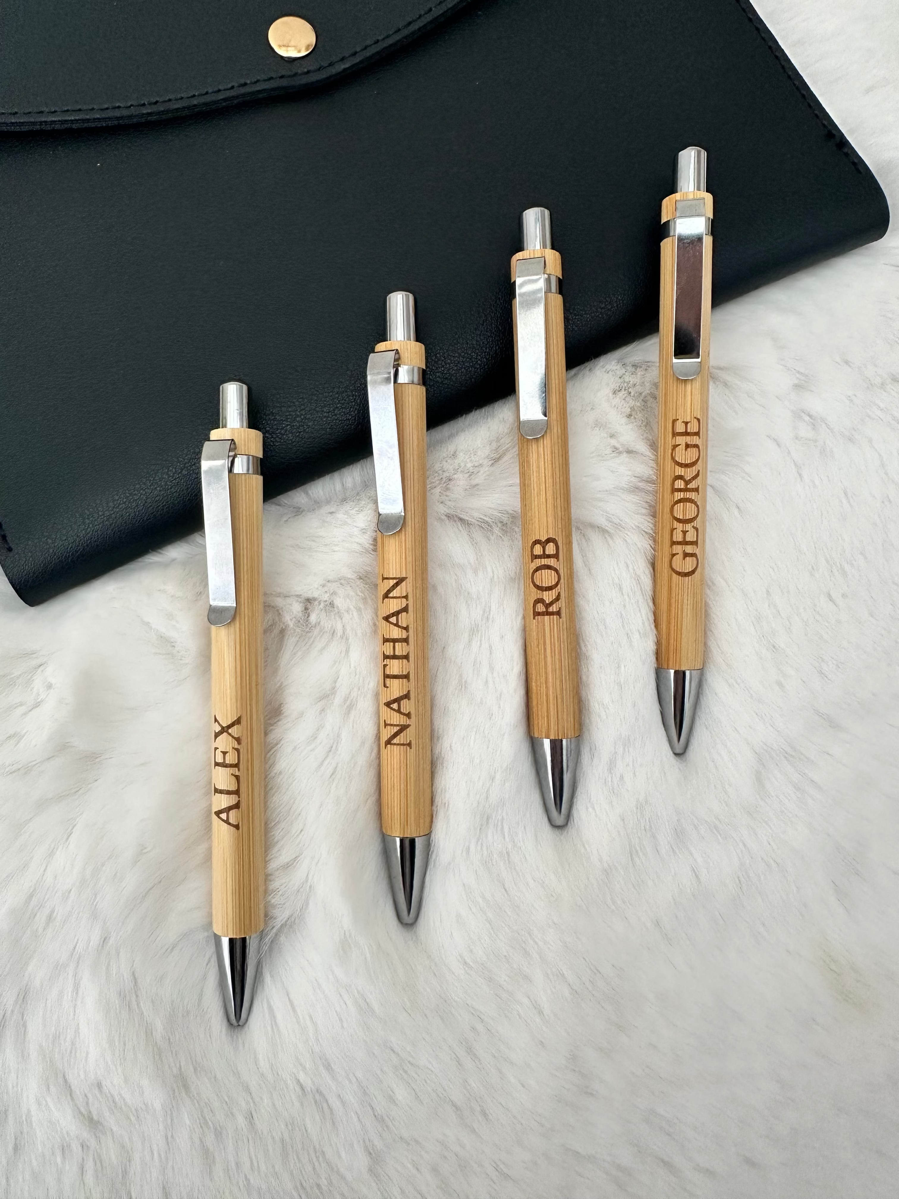 Personalised Bamboo Pen Laser Engraved | Custom Name Ballpoint Pen