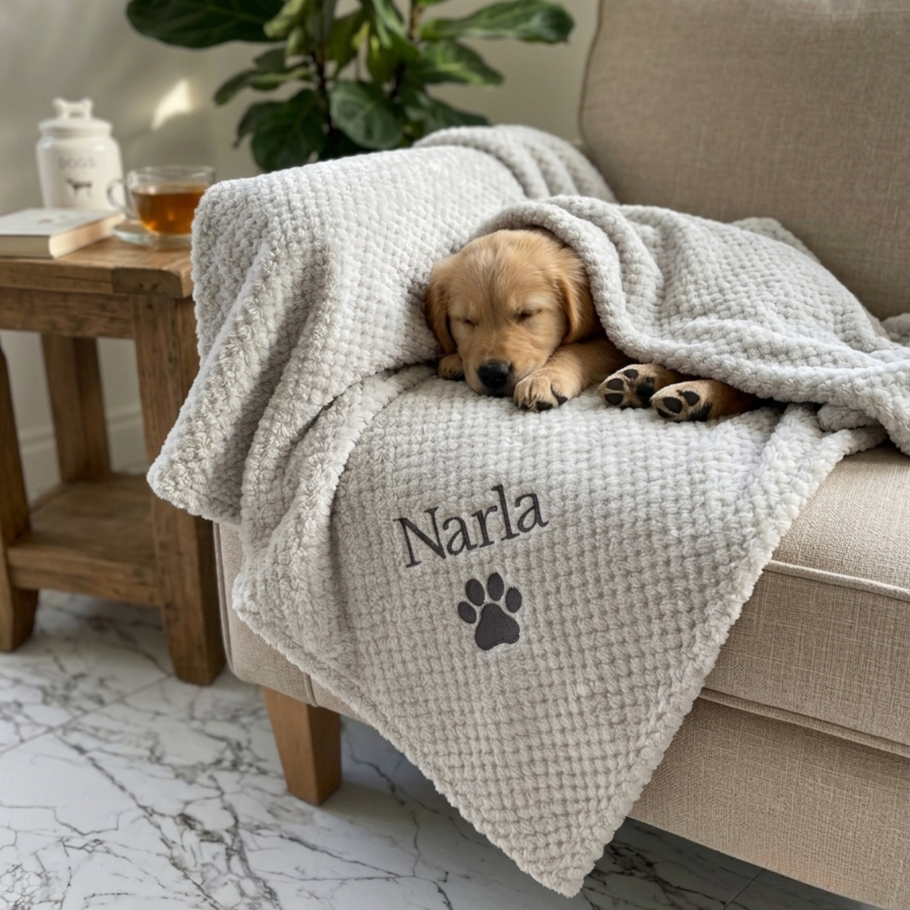 Personalised Embroidered Puppy Dog Blanket