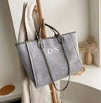 Personalised Chain Monogram Canvas Tote Bag