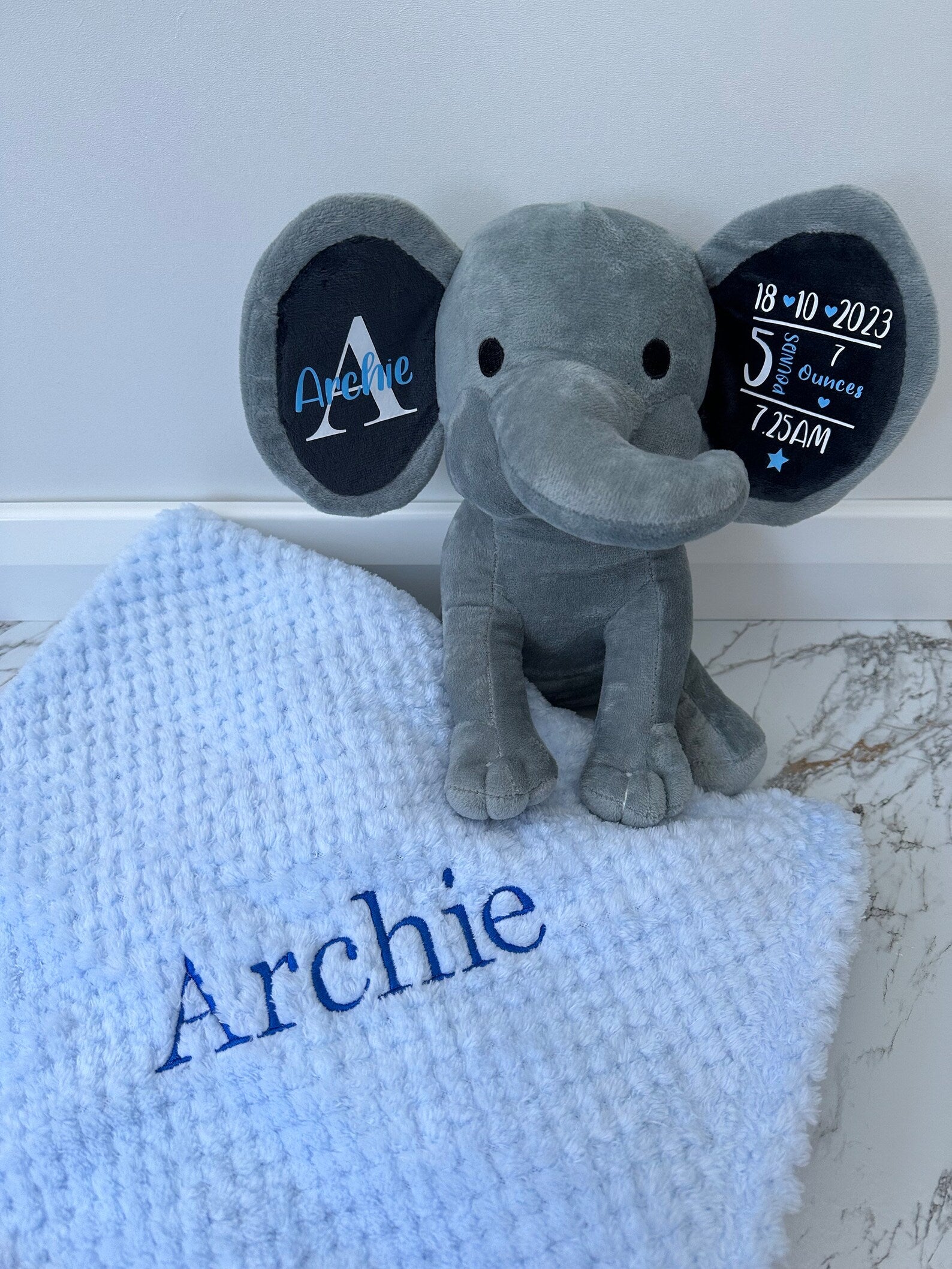 Grey Elephant Baby Keepsake Bundle.