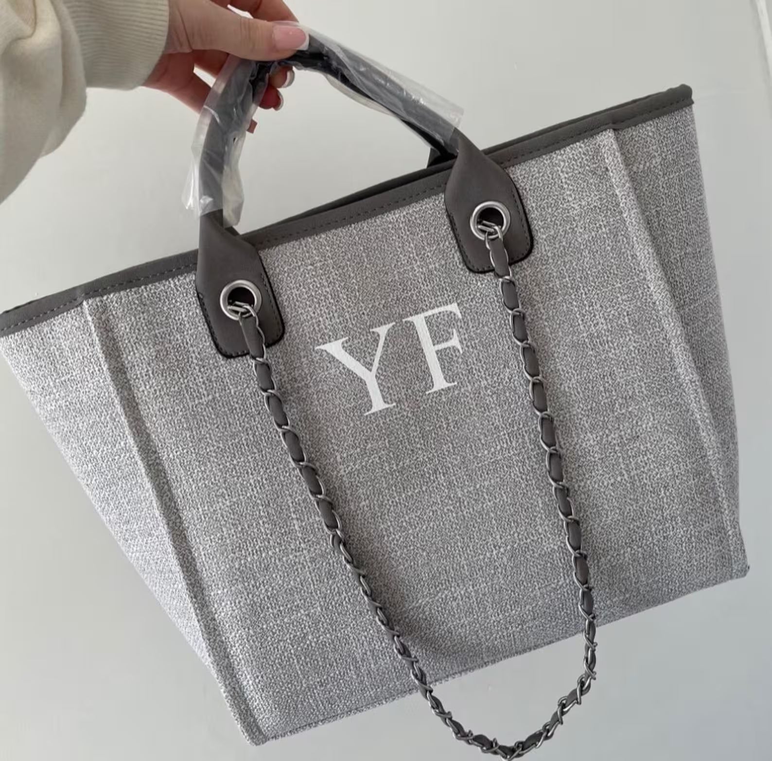 Personalised Chain Monogram Canvas Tote Bag