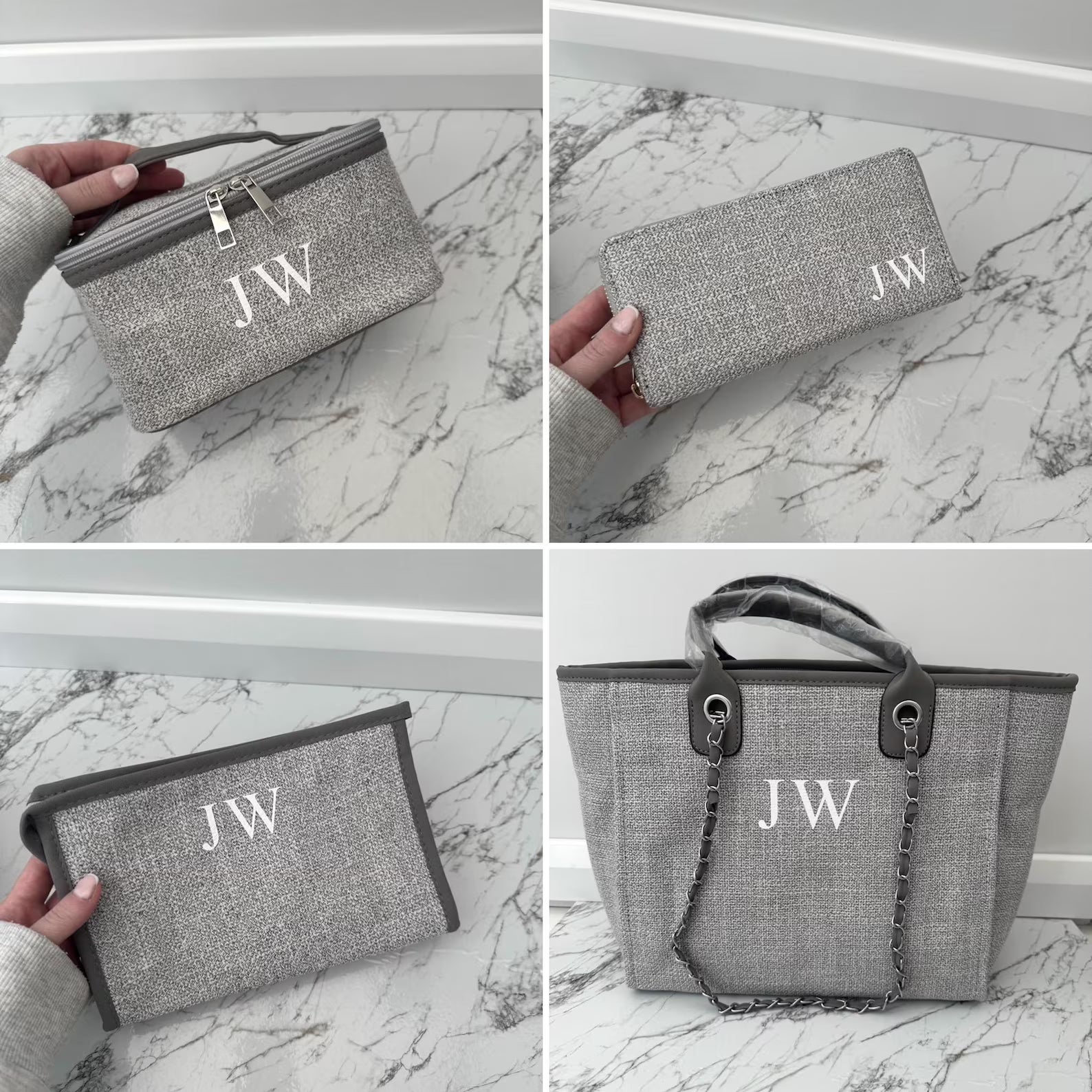 Personalised Chain Monogram Canvas Tote Bag