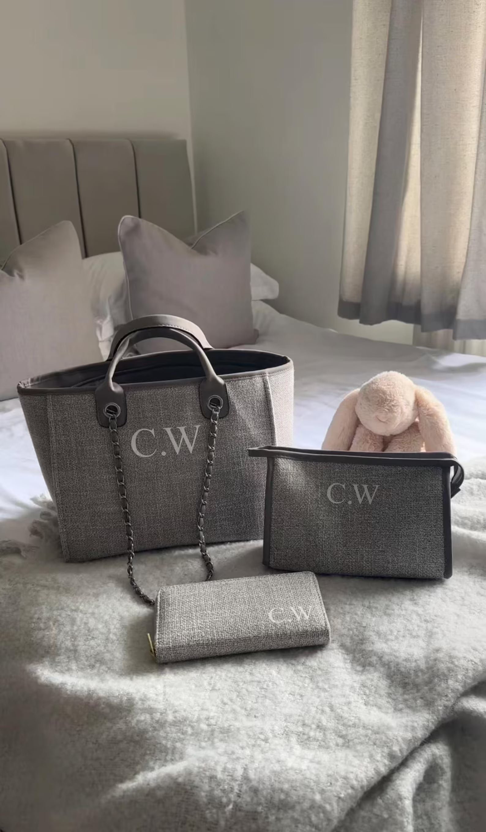 Personalised Chain Monogram Canvas Tote Bag