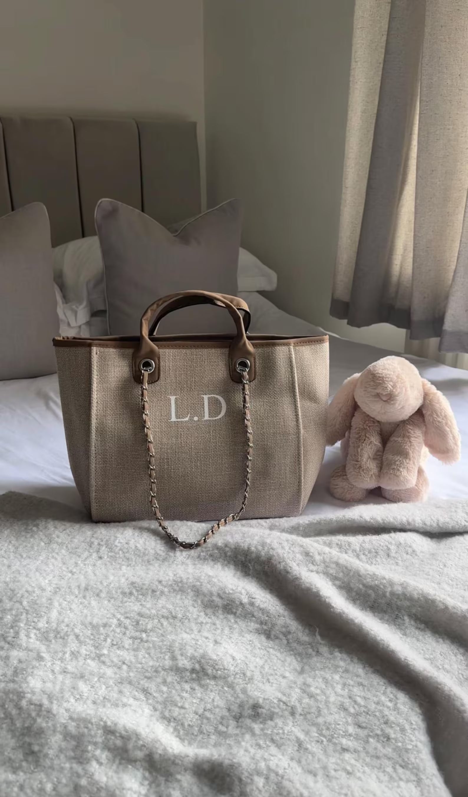 Personalised Chain Monogram Canvas Tote Bag